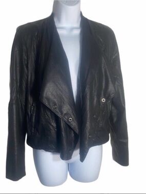 Blank NYC Black Draped vegan Leather Moto Jacket size small